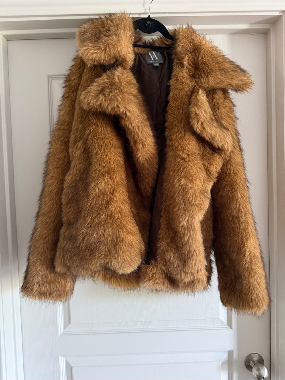 Worthington Faux Fur Teddy Jacket in Camel Brown